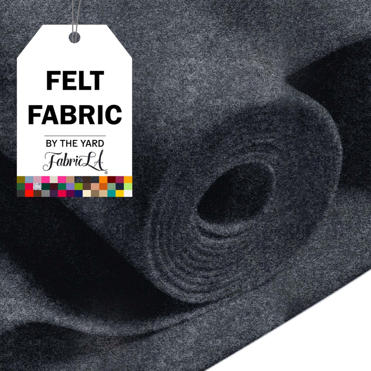 FabricLA Craft Felt Fabric - 72" Inch Wide & 1.6mm Thick Non-Stiff Felt Fabric by The Yard - Use This Soft Felt Roll for Crafts - Felt Material Pack - Charcoal Felt, 8 Continuous Yards